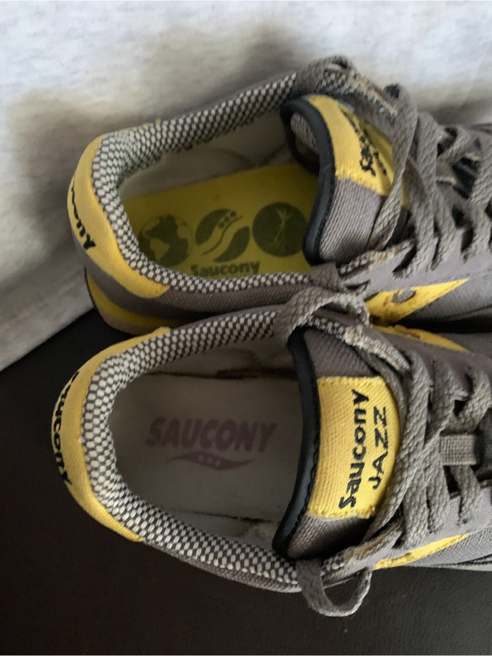 Saucony Gray and Yellow Low-Top Canvas Sneakers - Picture 2 of 4
